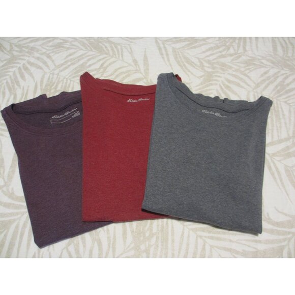 Eddie Bauer Womens Classic Fit Crewneck T-Shirts In Burgundy Purple & Gray - Picture 3 of 3